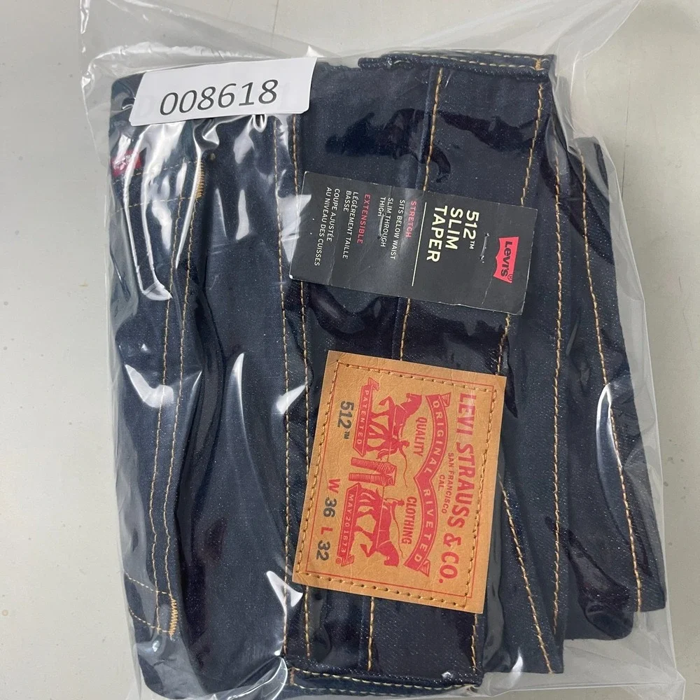 Levis Jeans Mens 36x32 Blue 512 Slim Taper Dark Wash Indigo Denim Preppy Casual